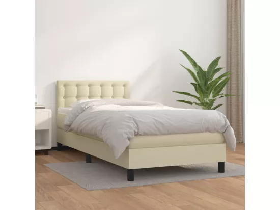 Sommier tapissier avec matelas Crème 100x200cm Similicuir