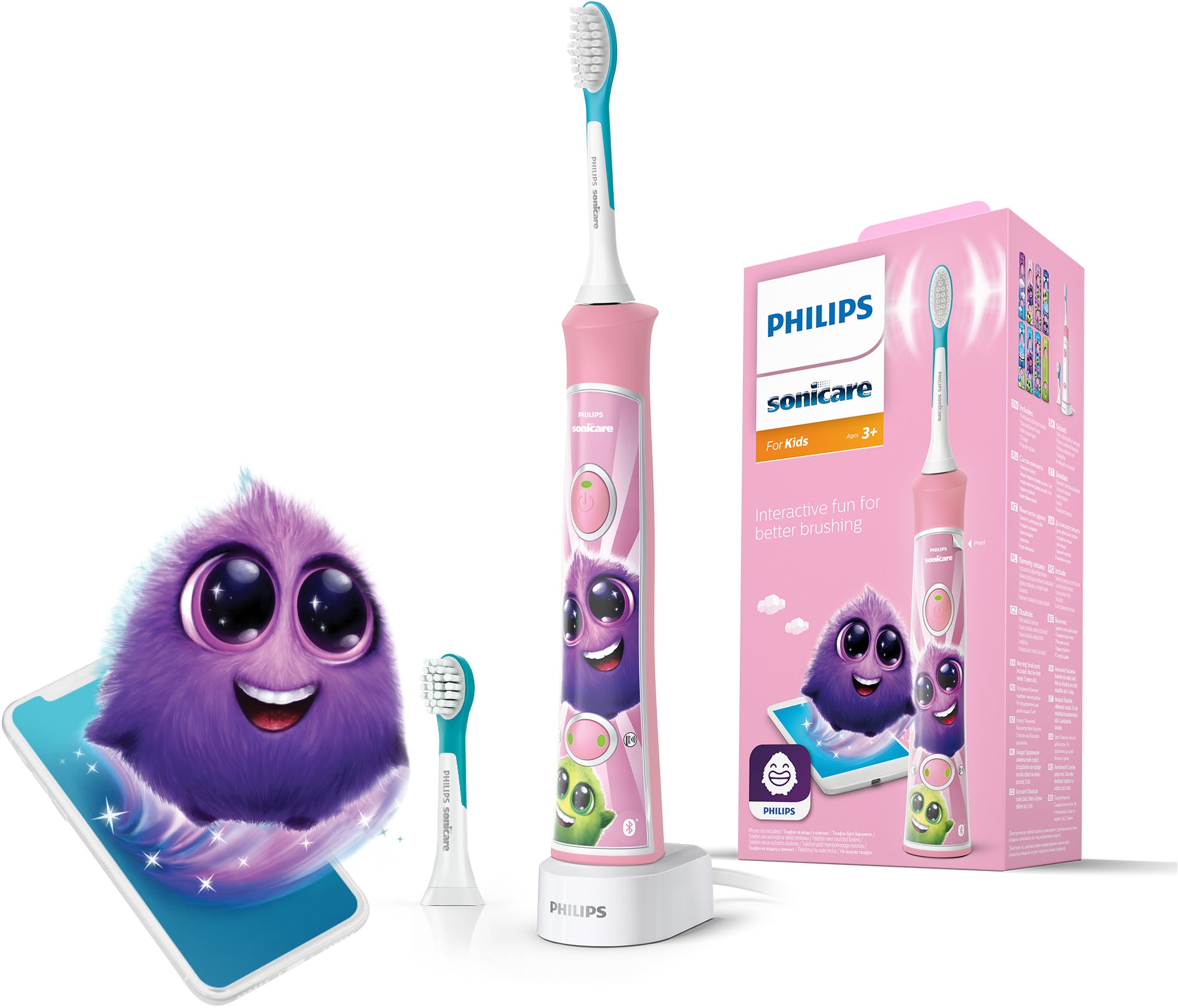 Philips Sonicare Elektrische Kinderzahnbürste »HX6352/42« 2 Stk. Aufsteckbürsten mit interaktiver Zahnputz-App