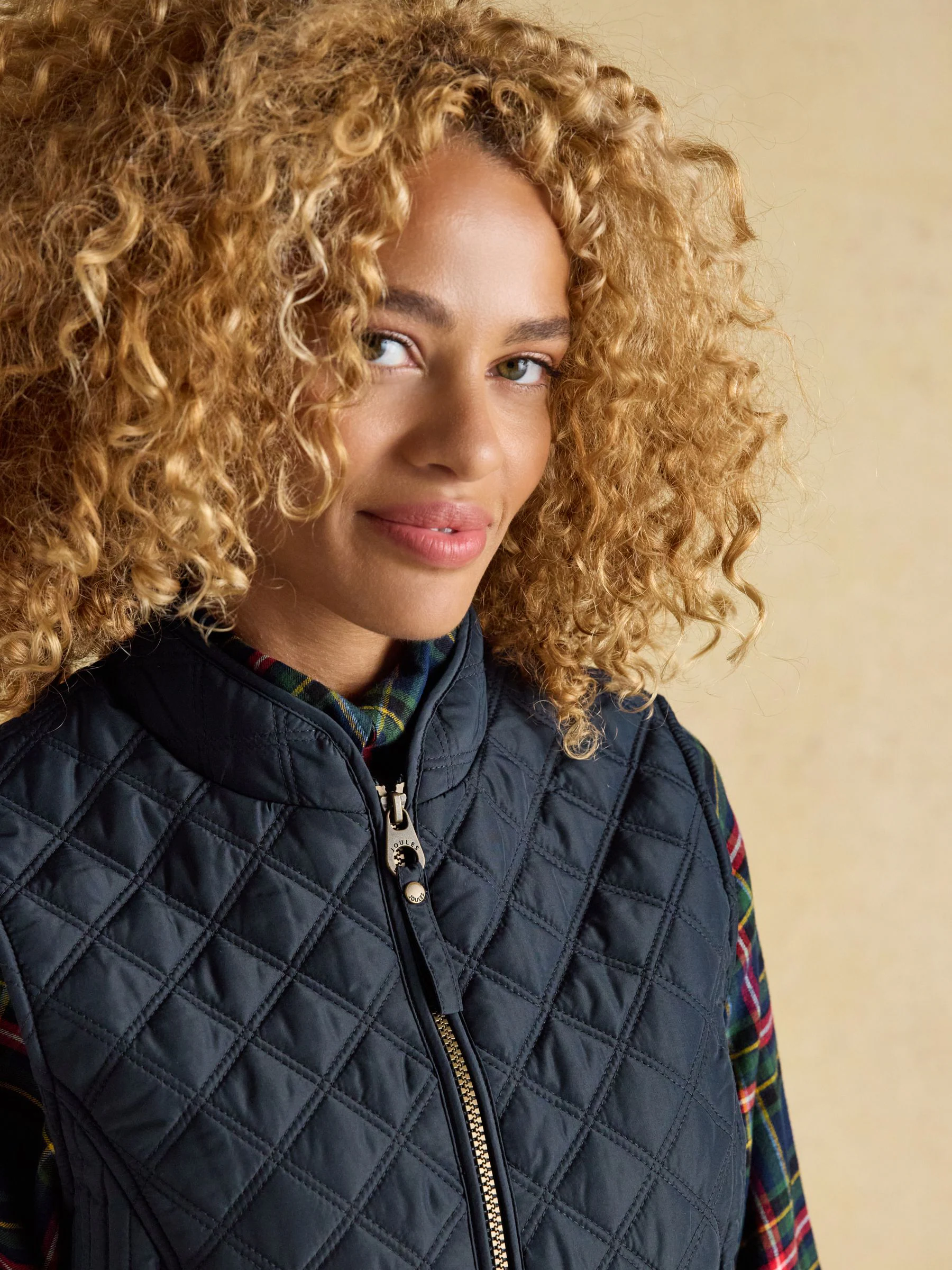 Donkerblauw - Joules - Minx - In schuine ruit doorgestikte bodywarmer
