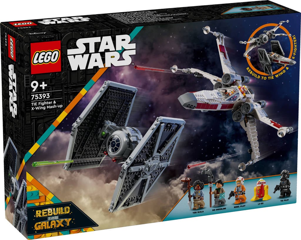 2 starwars sets in 1 setTIE Fighter en X-wing combi, Bouwbaar Starfighter Ruimteschip Speelgoed 75393 Star Wars TM