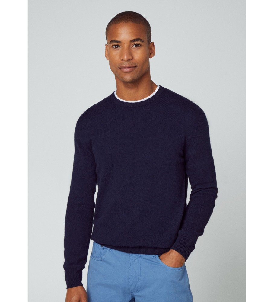 Hackett Jersey Merino Cash Mix azul marinho