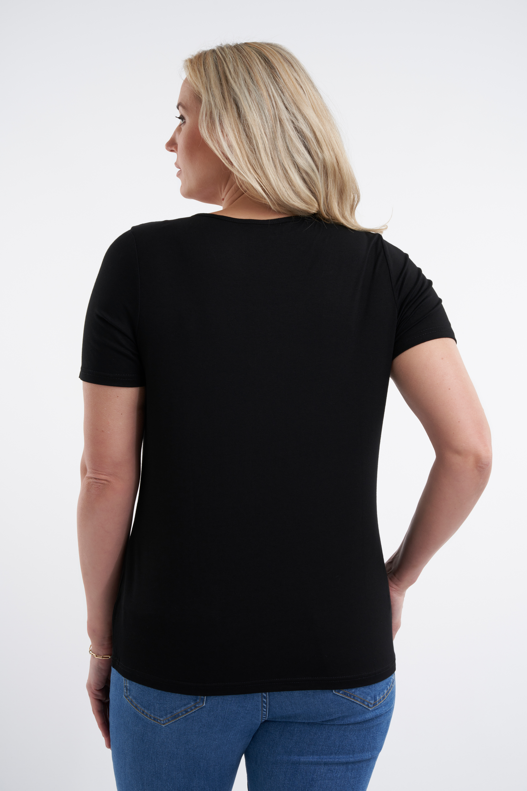 2-pack T-shirts met V-hals Zwart