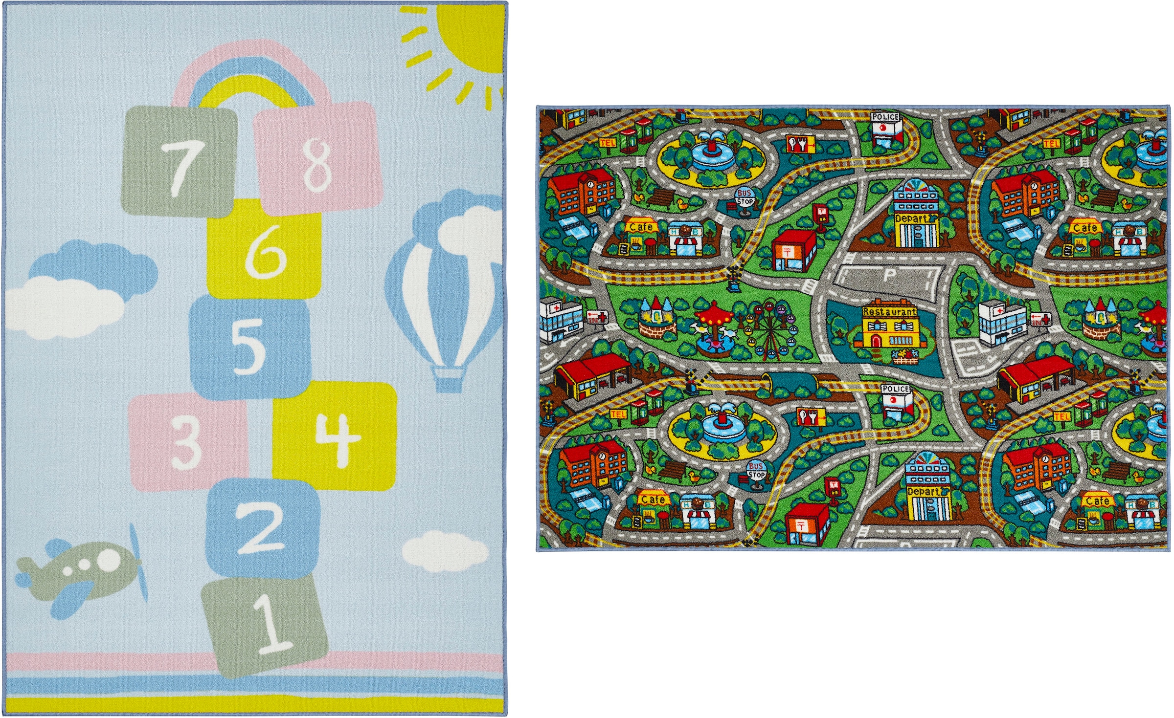 Andiamo Kinderteppich »Duo« rechteckig 10 mm Höhe Spielteppich, Strassenteppich, beidseitig verwendbar, Hüpfkästchen