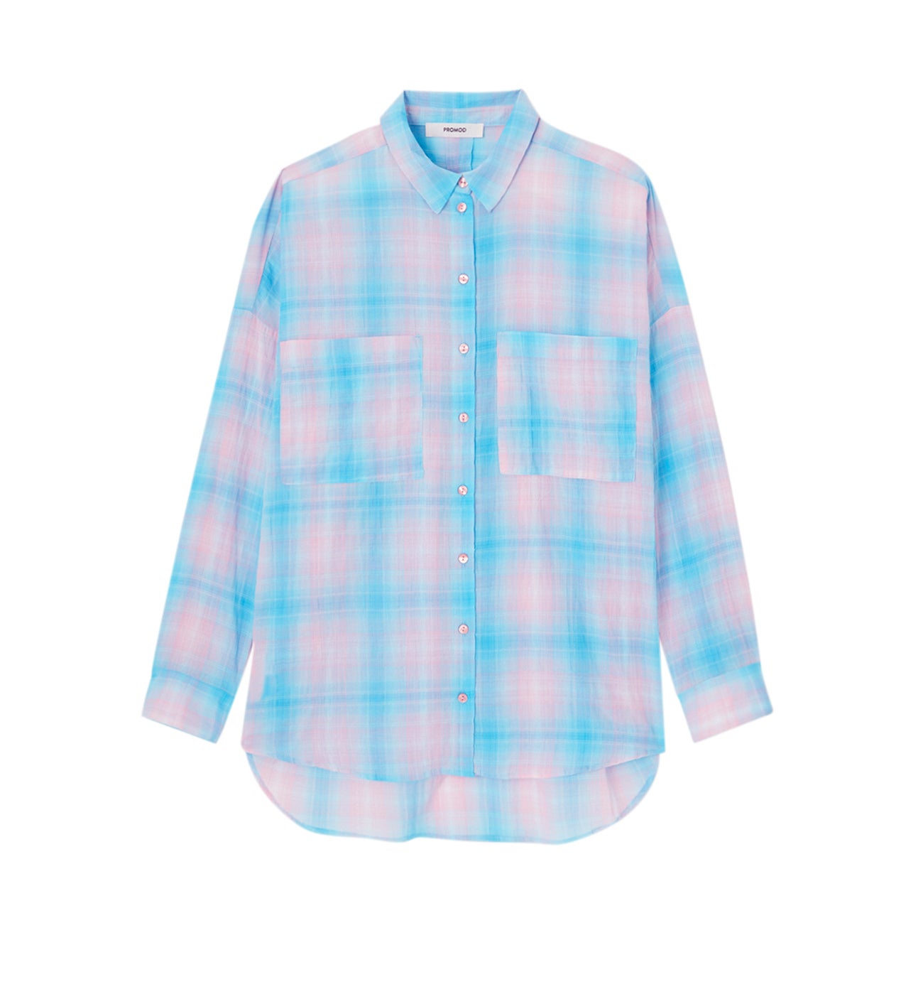 Maxi-chemise à carreaux Femme - Carreaux bleus