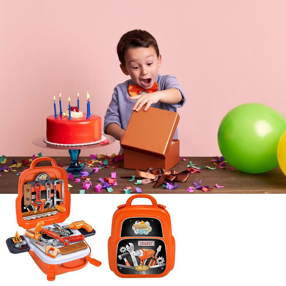 (22-tlg. Set) Kinder Werkzeug Koffer Handwerker Tool Zubehör Lern Spielset - Orange