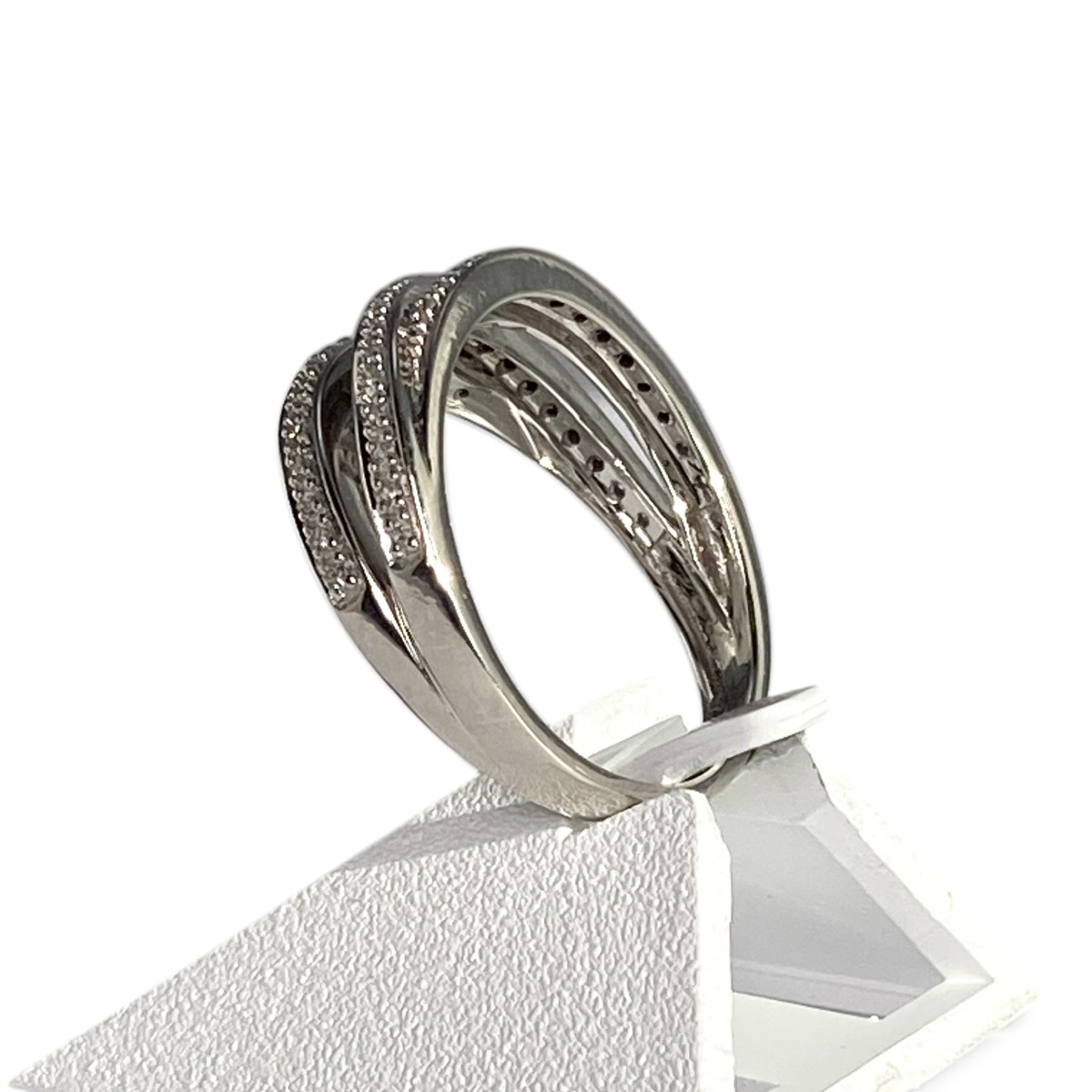 Bague d'occasion or 750 blanc diamants