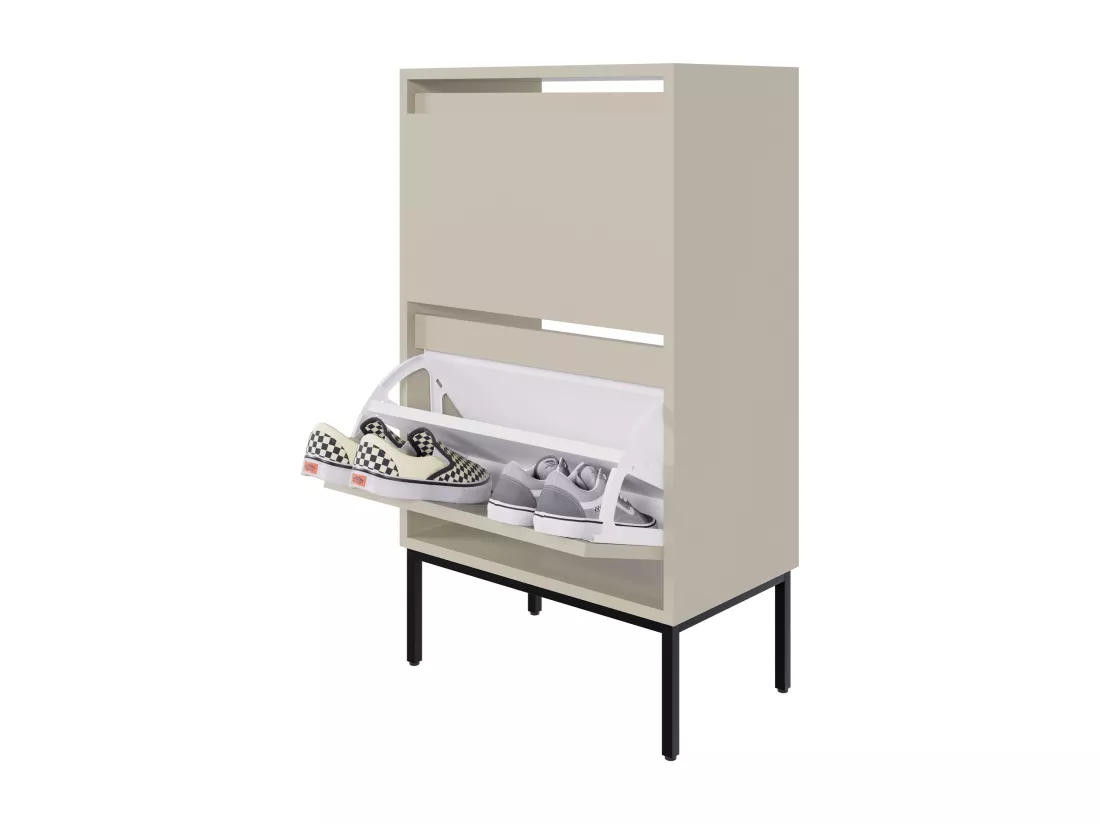 Meuble à chaussures 2 portes - 50 cm - grège - BEMMI