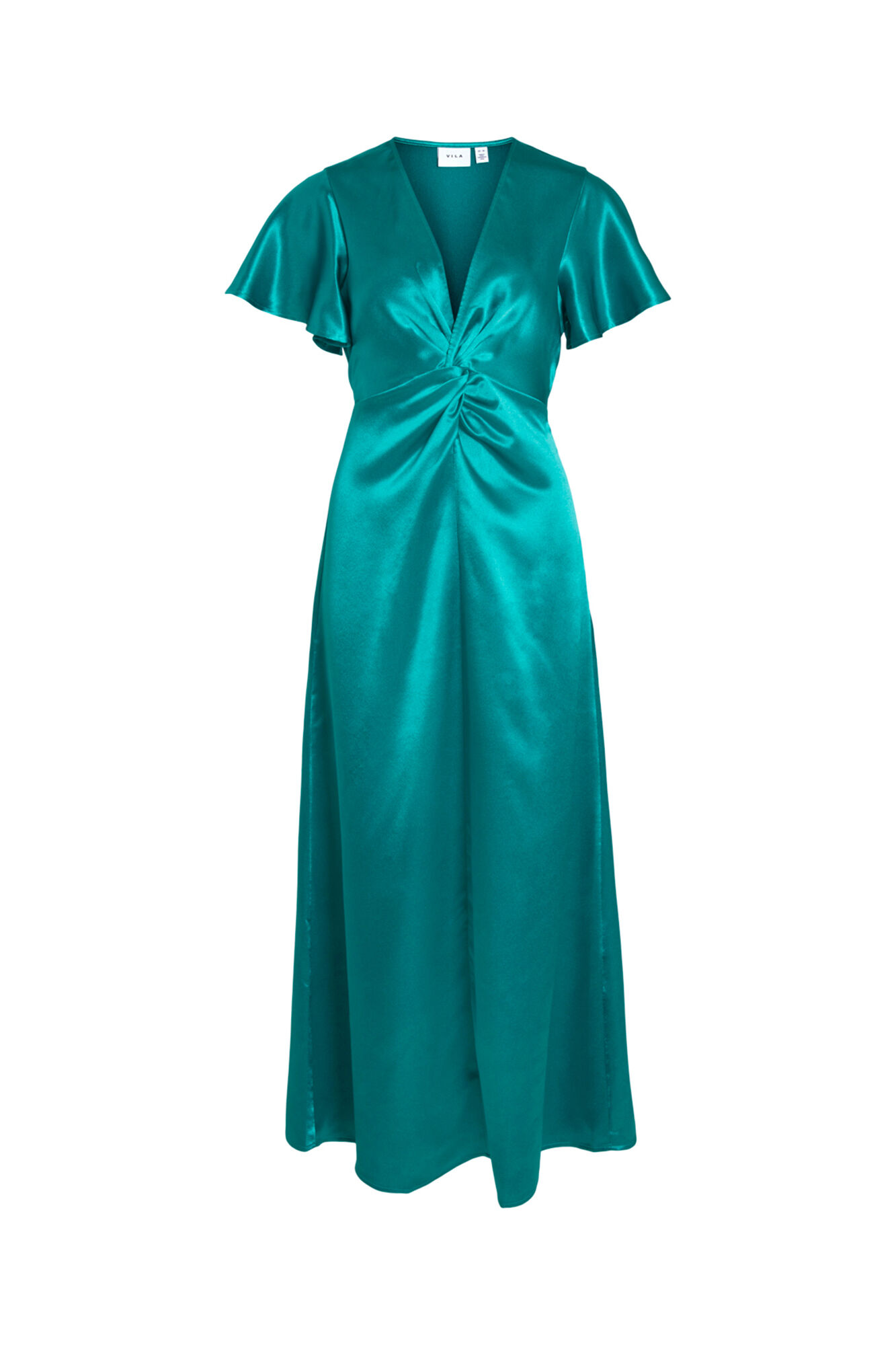 Vestido de cetim com mangas curtas - Verde