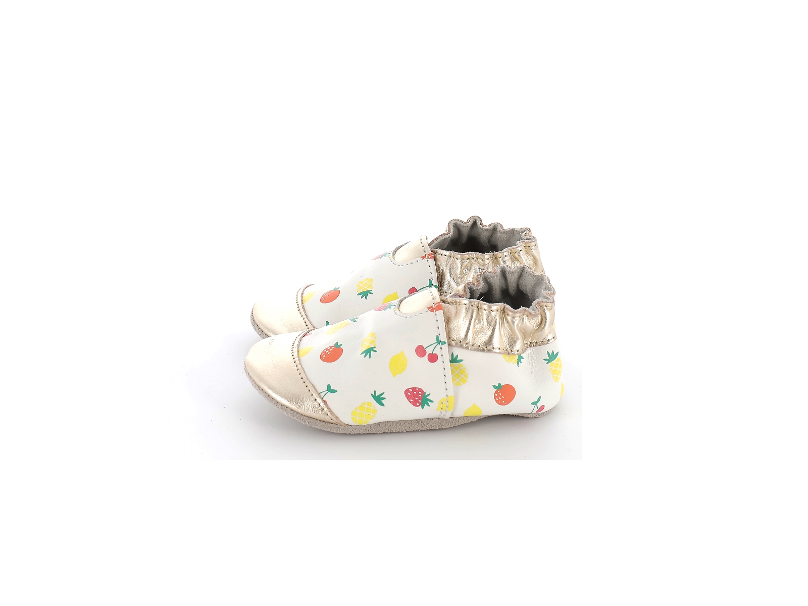 Robeez-GOLD SUMMER Cuir Blanc-Or