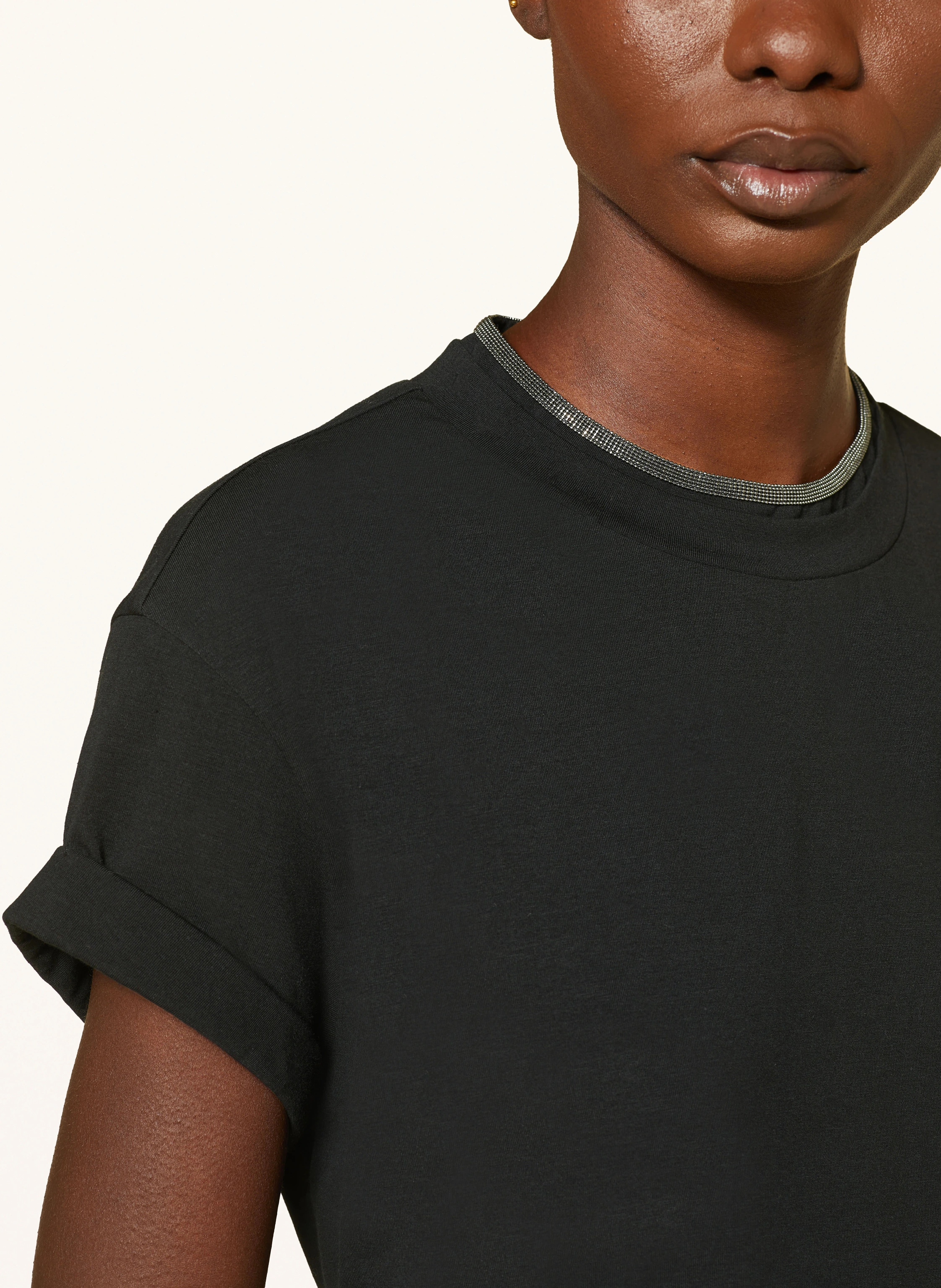 BRUNELLO CUCINELLI T-Shirt mit Zierperlen