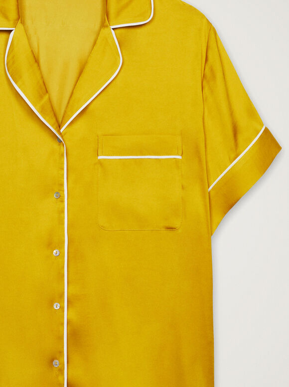 Conjunto de pijama personalizável com máscara para os olhos - Amarelo