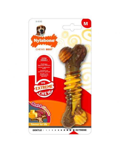 Nylabone Extreme Chew Textured Bone Beef & Cheese Kaas&Rund - Hondenspeelgoed