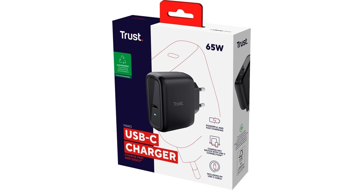TrustMaxo USB-C-oplader van 65 W  (Zwart)