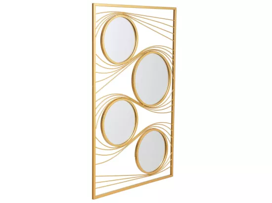 Miroir mural rectangulaire en métal doré 61x96x2