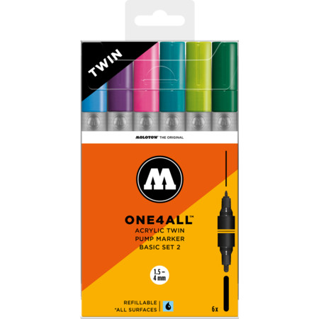 Molotow One4All AcrylicTwin Basic-Set 2 1.5-4 mm by MolotowAcrylmarker - 1.5 mm/4 mm