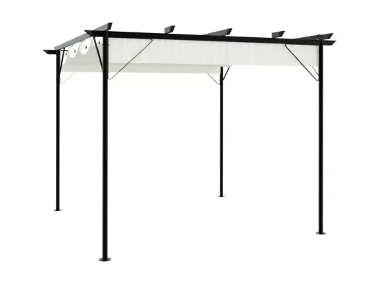 Pergola avec toit rétractable Blanc crème 3 x 3 m Acier