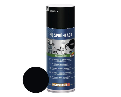 HORNBACH PU spuitverf RAL9005 zwart satijn 400 ml
