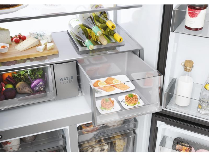 Haier Foodcenter HCR7918EIMB Schwarz Side by Side Kühlgerät
