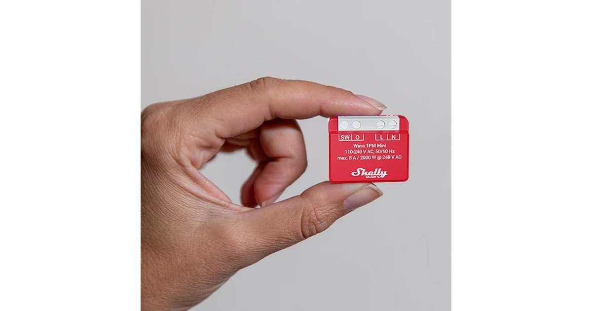 ShellyQubino Wave 1PM Mini relais  (Rood/wit, 1-kanaals, Z-Wave)