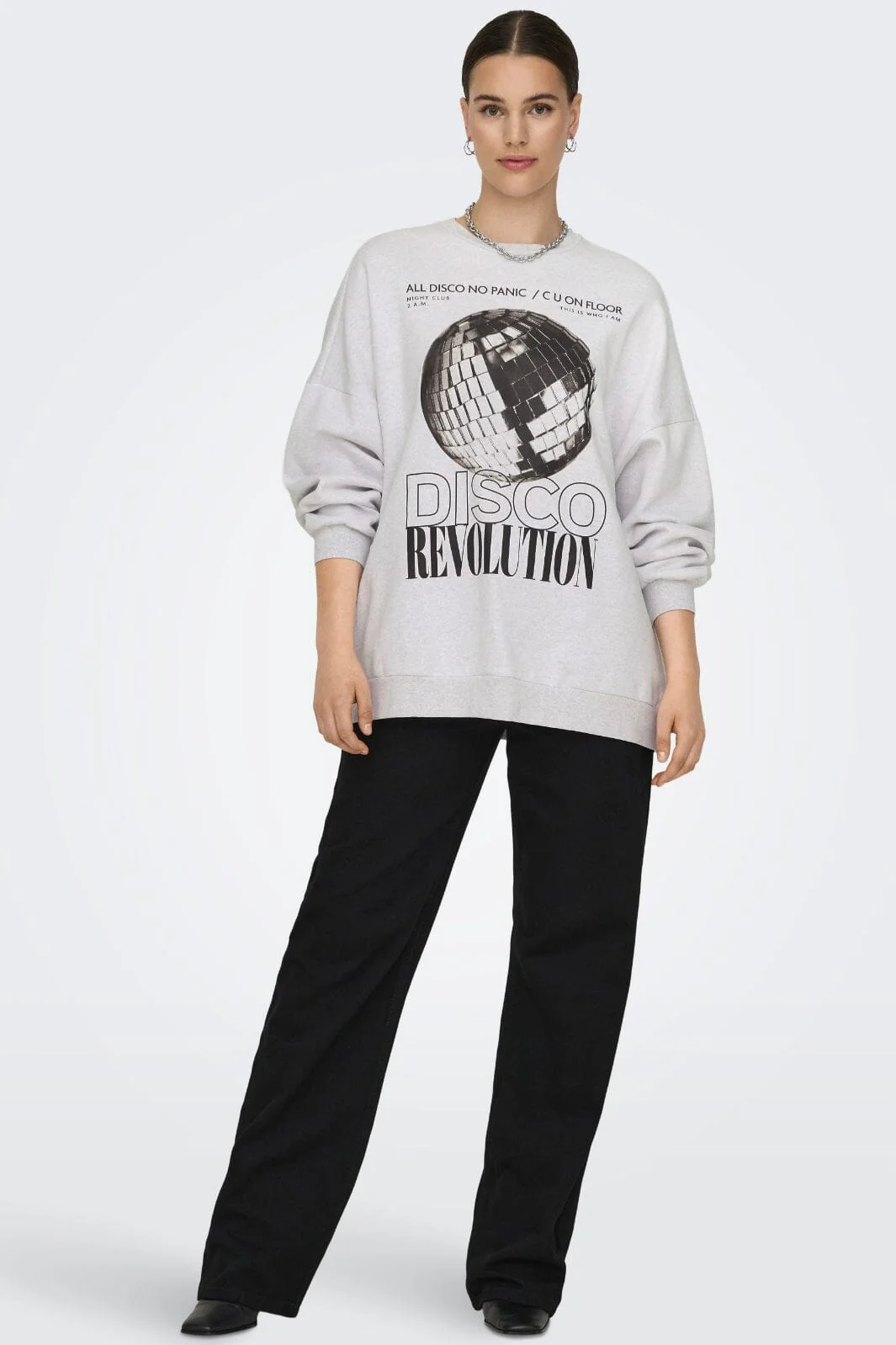 Only Onldaze L/S Party O-Neck Swt 4601779 light grey melange disco