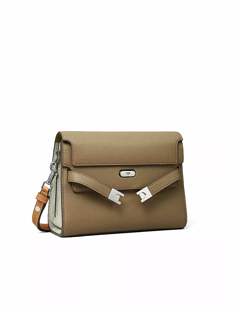 TORY BURCH Ledertasche - Umhängetasche LEE SHOULDER BAG grau