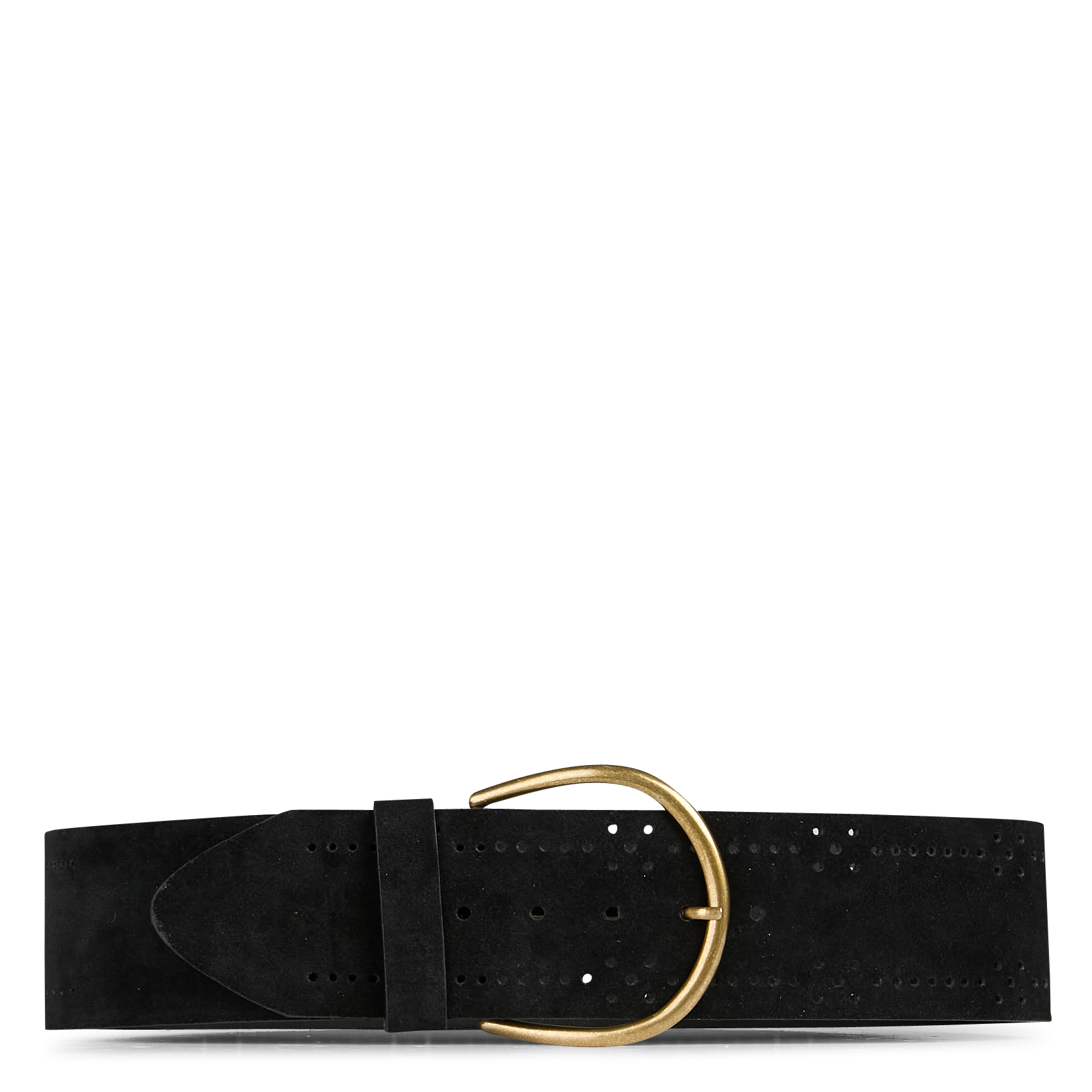 Ceinture large en cuir mélangé | Noir