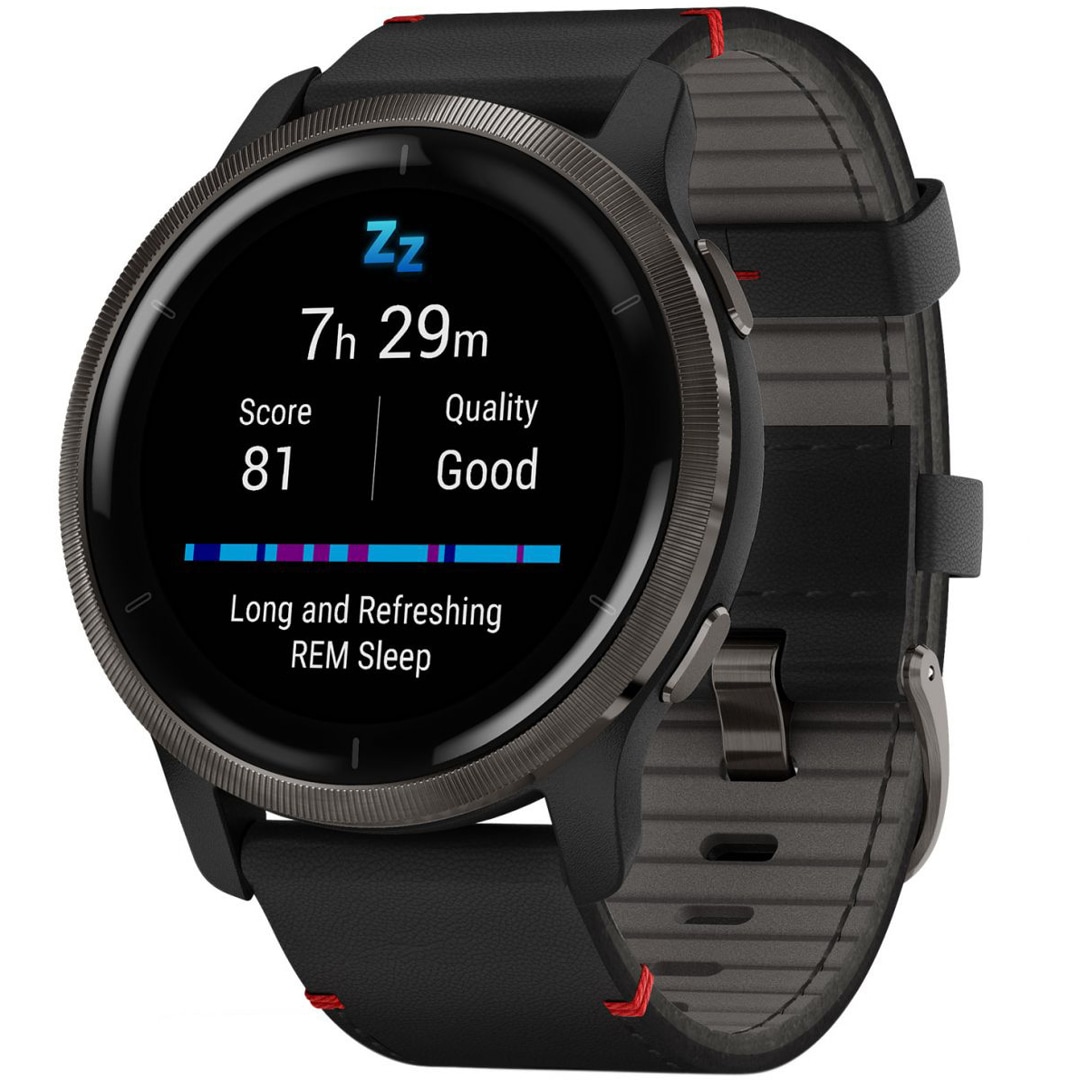 Garmin Venu 2 Smartwatch Leder schwarz