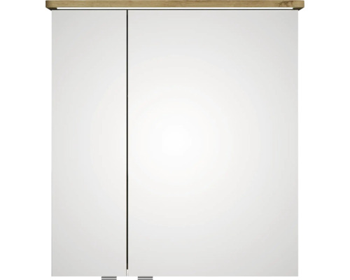 Pelipal Sunline 105 badkamermeubelset (B x H x D 66 x 200 x 46,5 cm), frontkleur: Riviera Oak, met keramische wastafel, badmeubel en spiegelkast met LED-verlichting