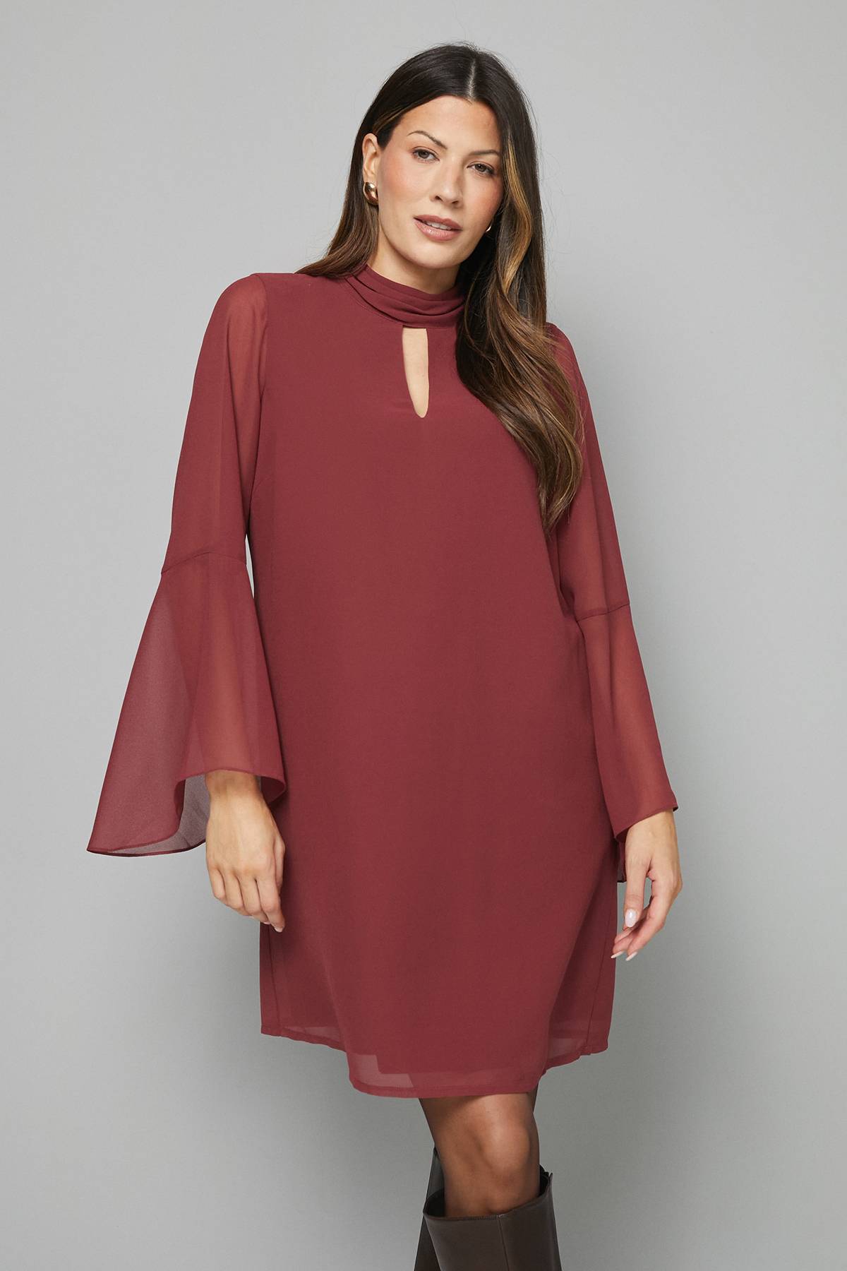 Wallis Robe Droite à Col en Mousseline
