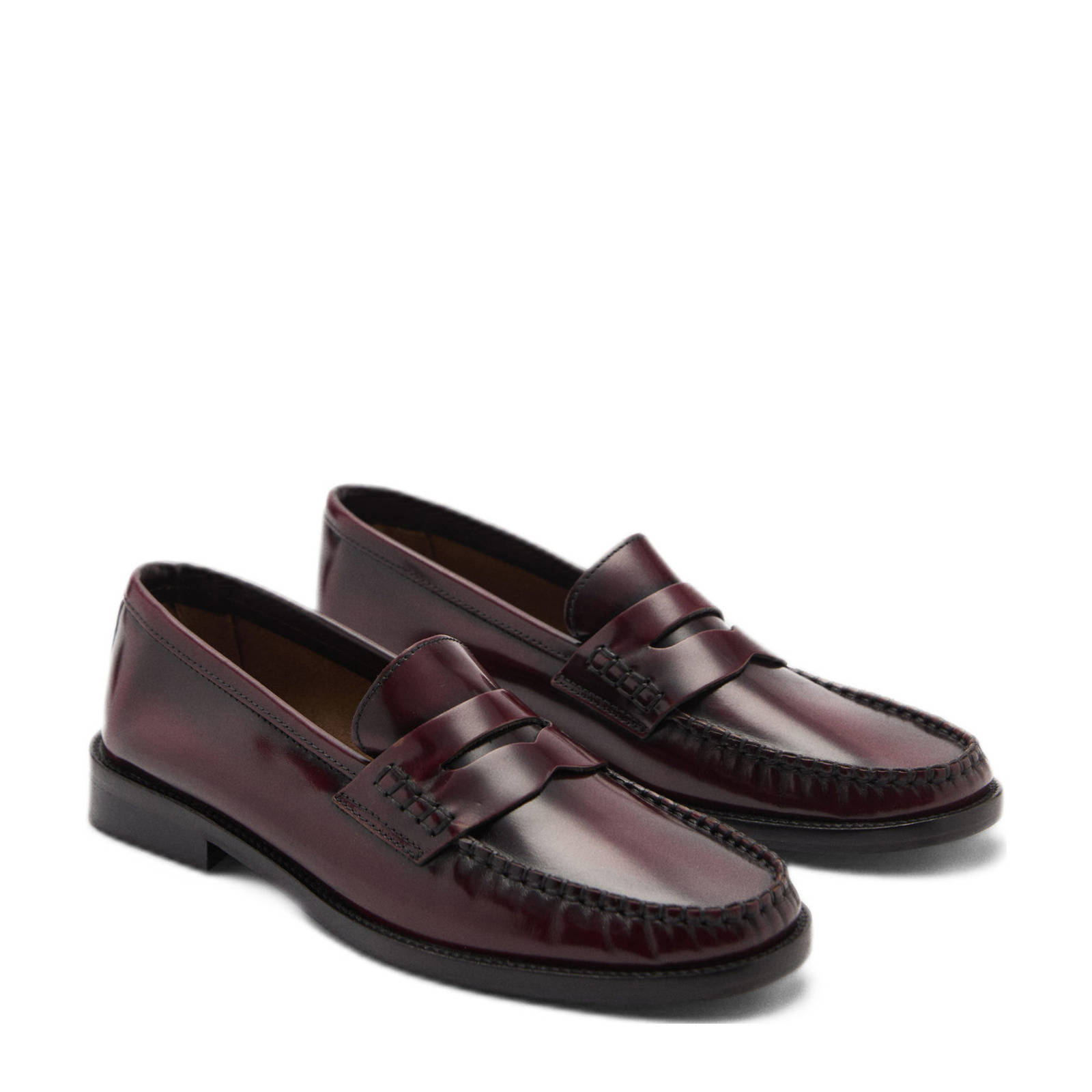 Mango leren loafers donkerrood
