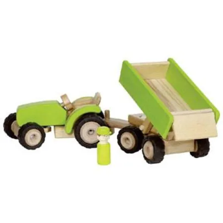 goki Holztraktor mit Anhänger, grün
