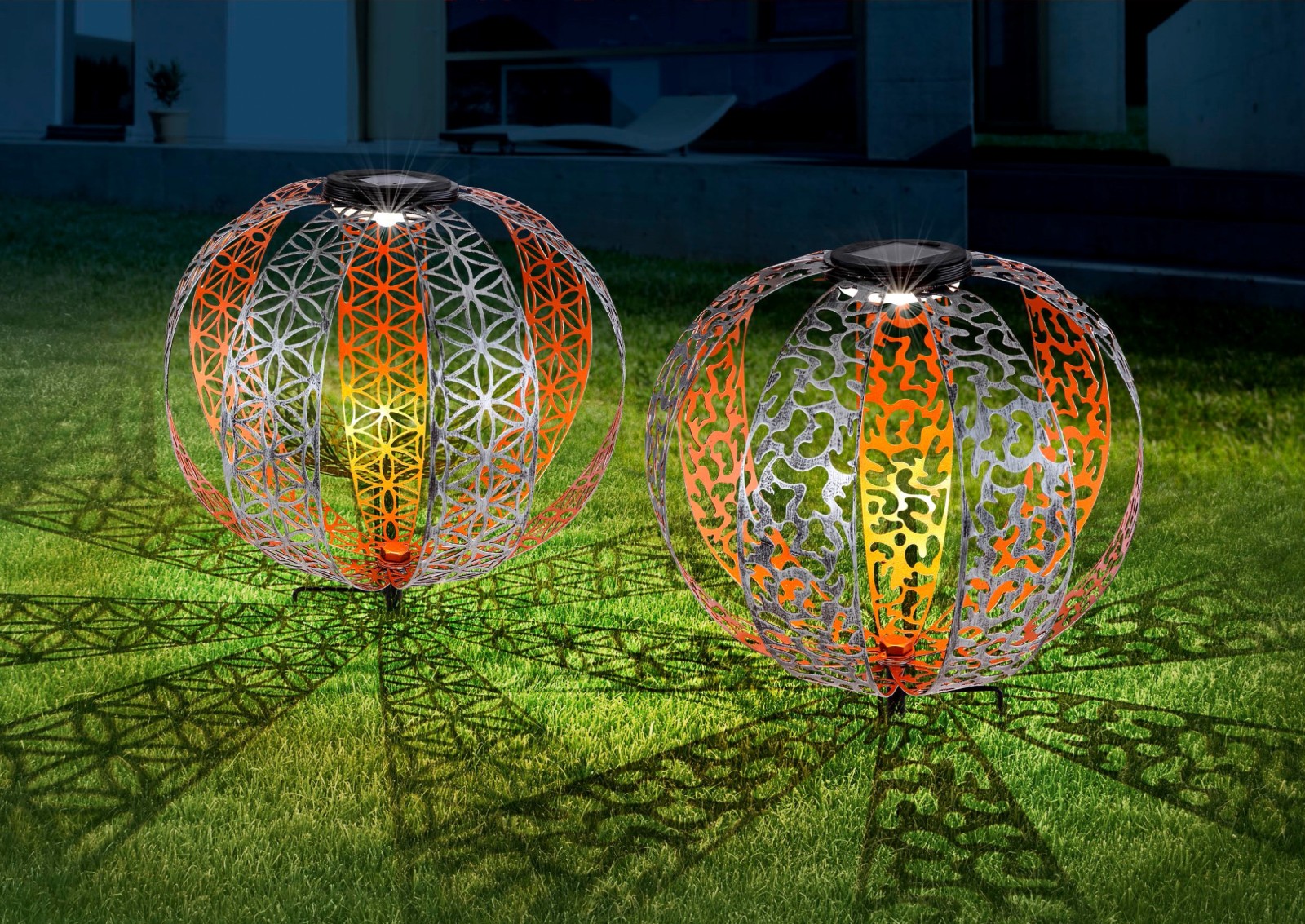 LED-Solarleuchte - silber-gold antik - Ø 30 cm