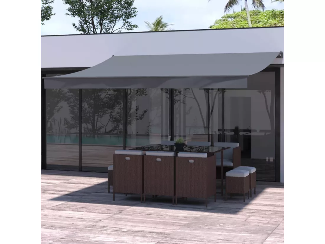 Store banne manuel 4x3m gris polyesterADRO
