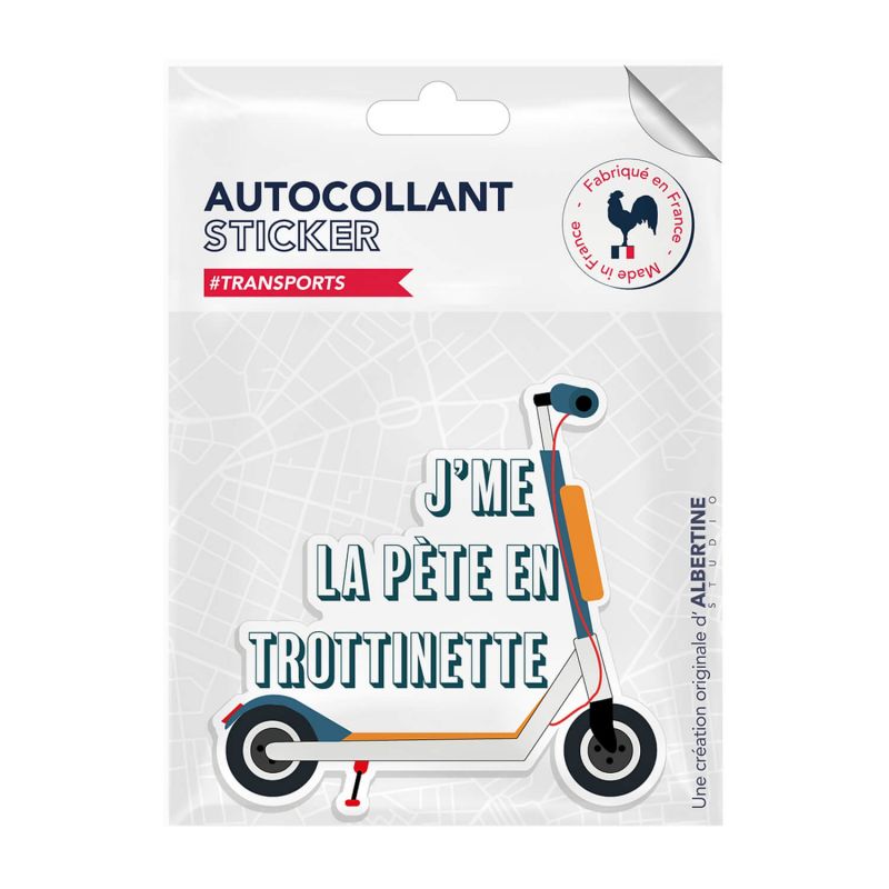 Autocollant sticker Transports urbains J'me la pète en trottinette