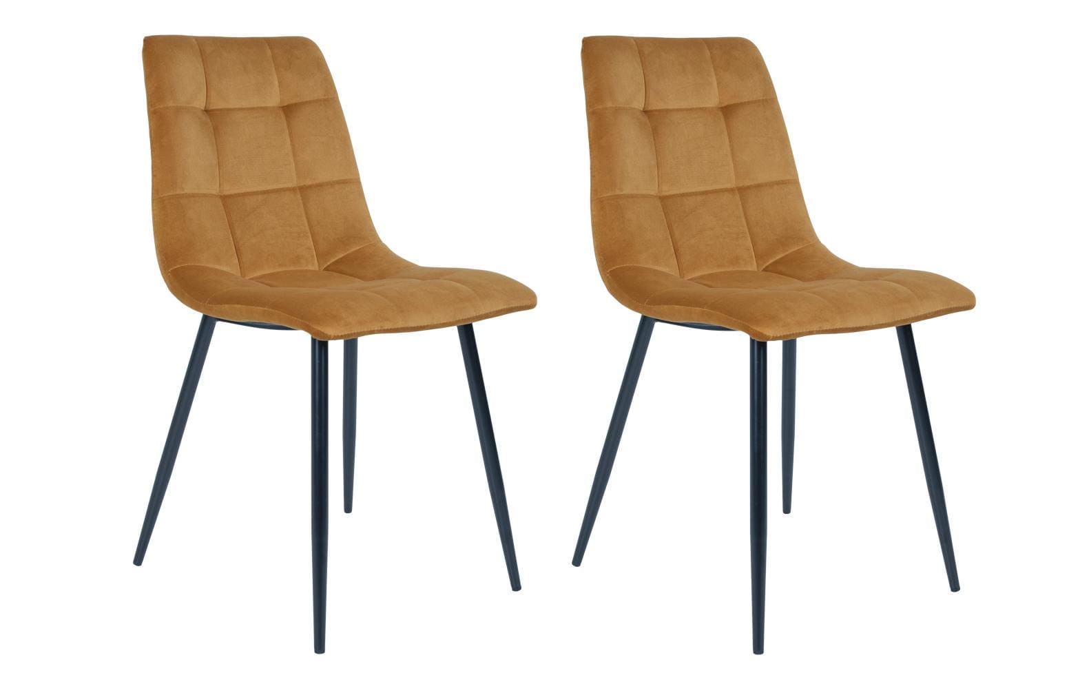 Stuhl Middelfart 2 Stück, 86 x 55 cm, Schwarz/Senfgelb<br>Stabile Esszimmerstühle
