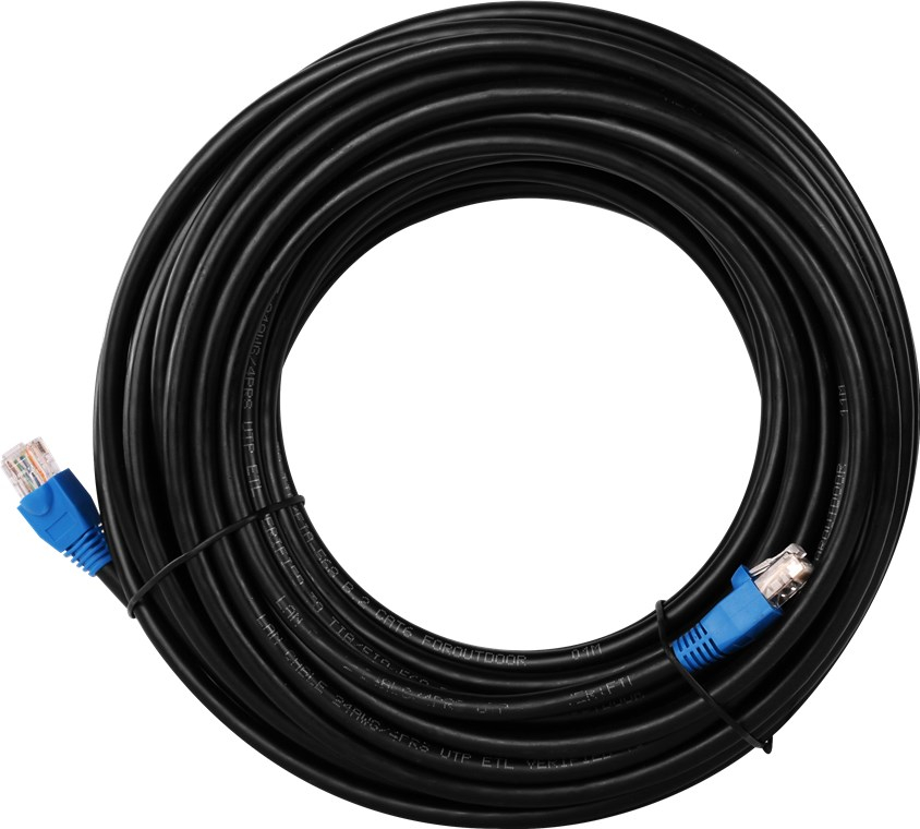 (30m) CAT 6 Ethernet LAN RJ45 Netzwerk Kabel Outdoor Patchkabel U/UTP (94397) - Schwarz