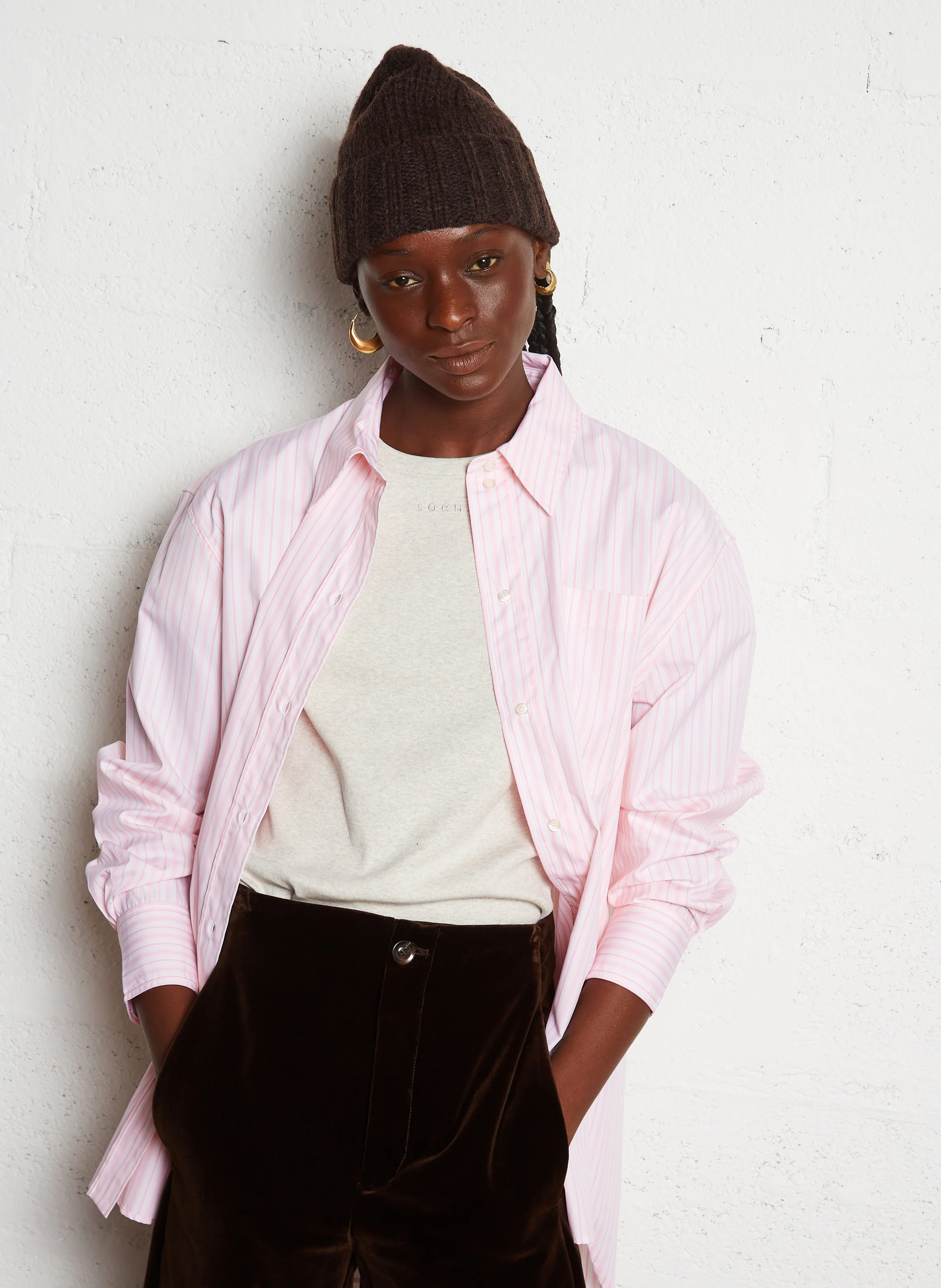 CARLOTTA - Chemise oversize col classique en coton | Rose