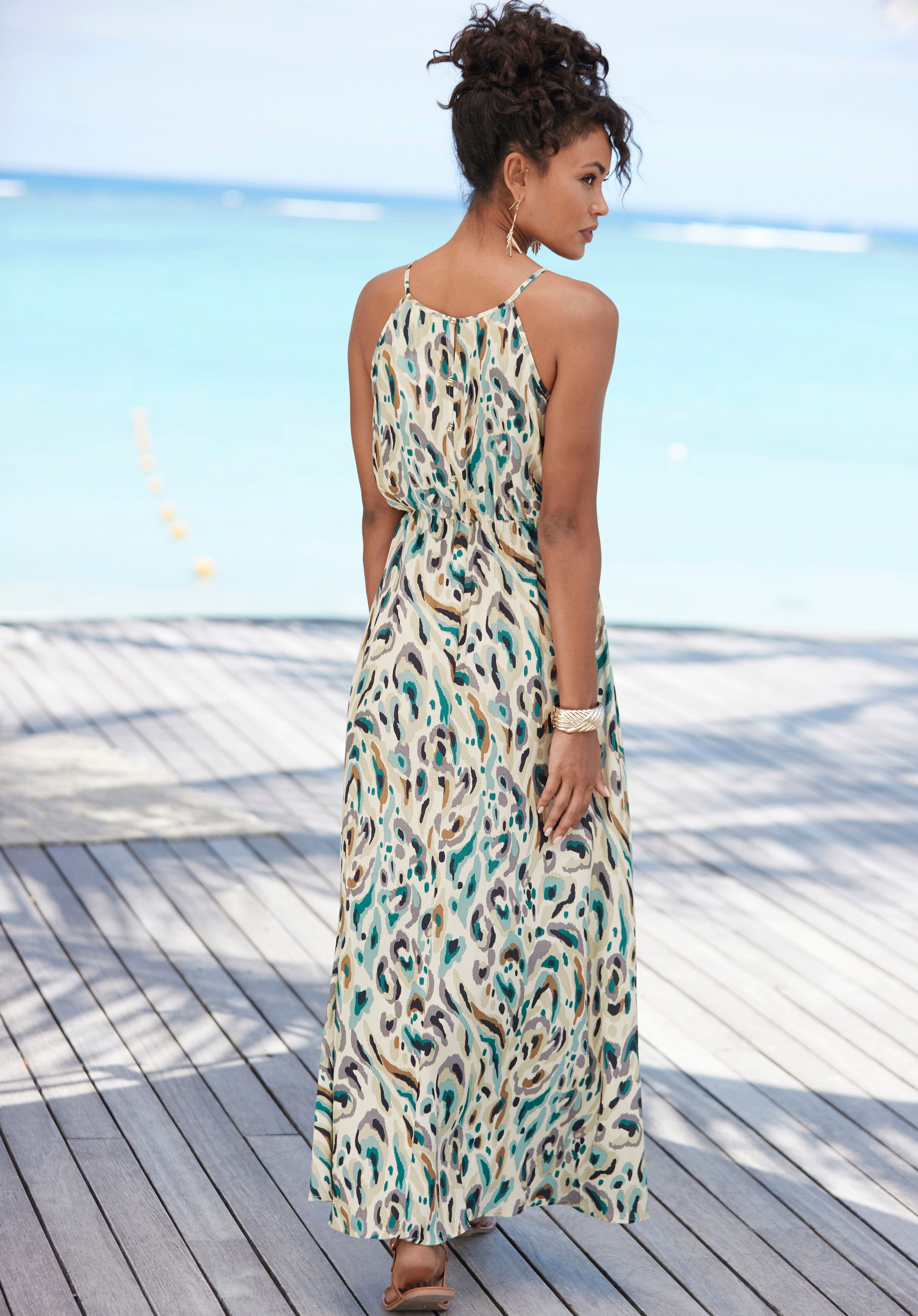 LASCANA Maxikleid aus gewebter Viskose, leichtes Sommerkleid mit Alloverdruck