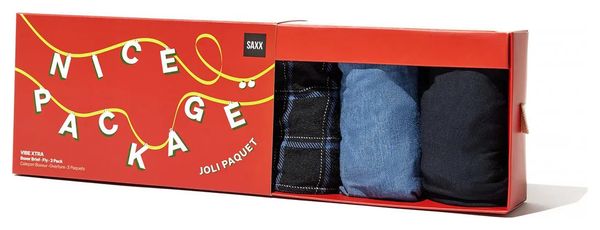 Pack de 3 Boxers SAXX Vibe Xtra Noir/Bleu Homme