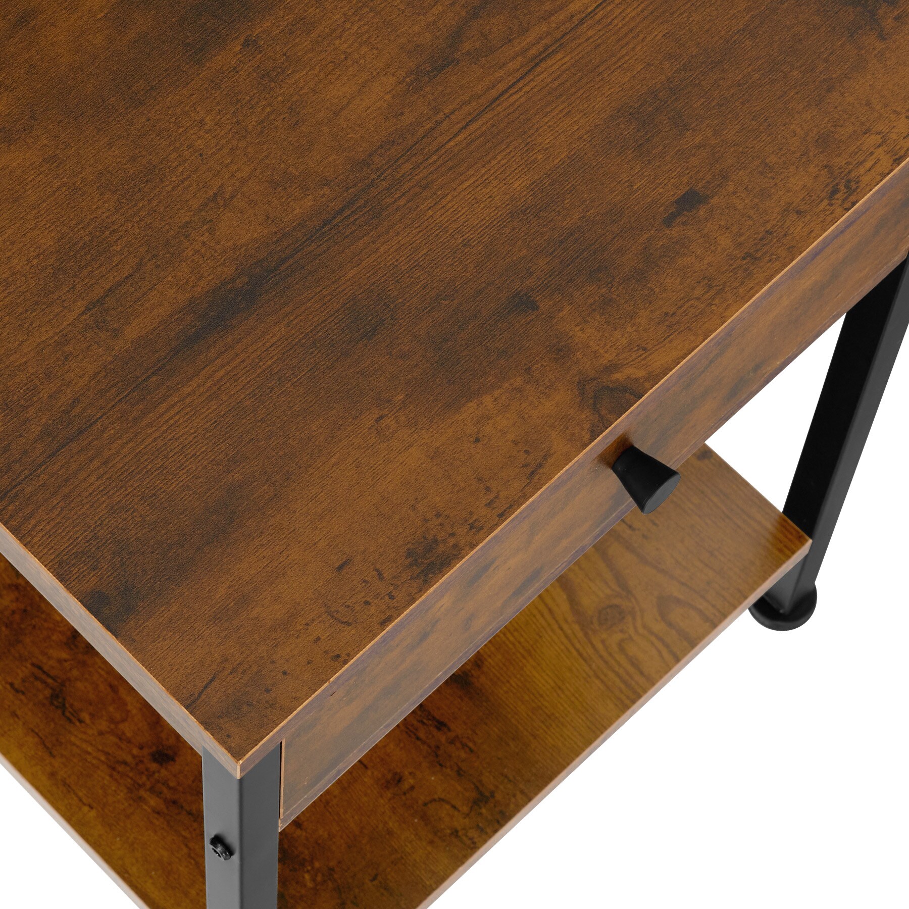 tectake® Nachttisch, Industrial Style, 2 Ablagen und Schublade, 40 x 40 x 55,5 cm