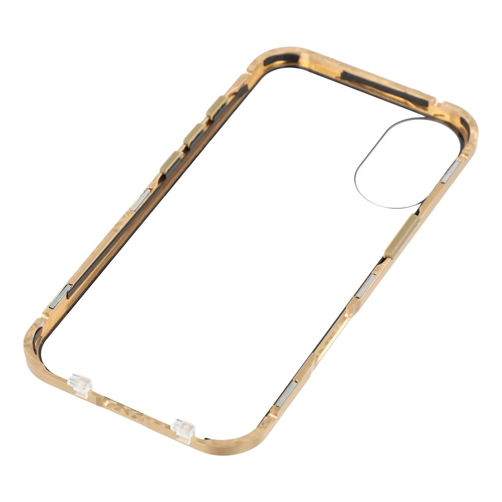 iPhone 17 Magnetische Alu Schutzhülle mit Panzer Glas Backcover   Displayschutz (Magnet-Technologie) - Gold