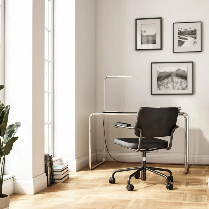 Thonet - S 285/1 Schreibtisch, Chrom / Esche schwarz gebeizt