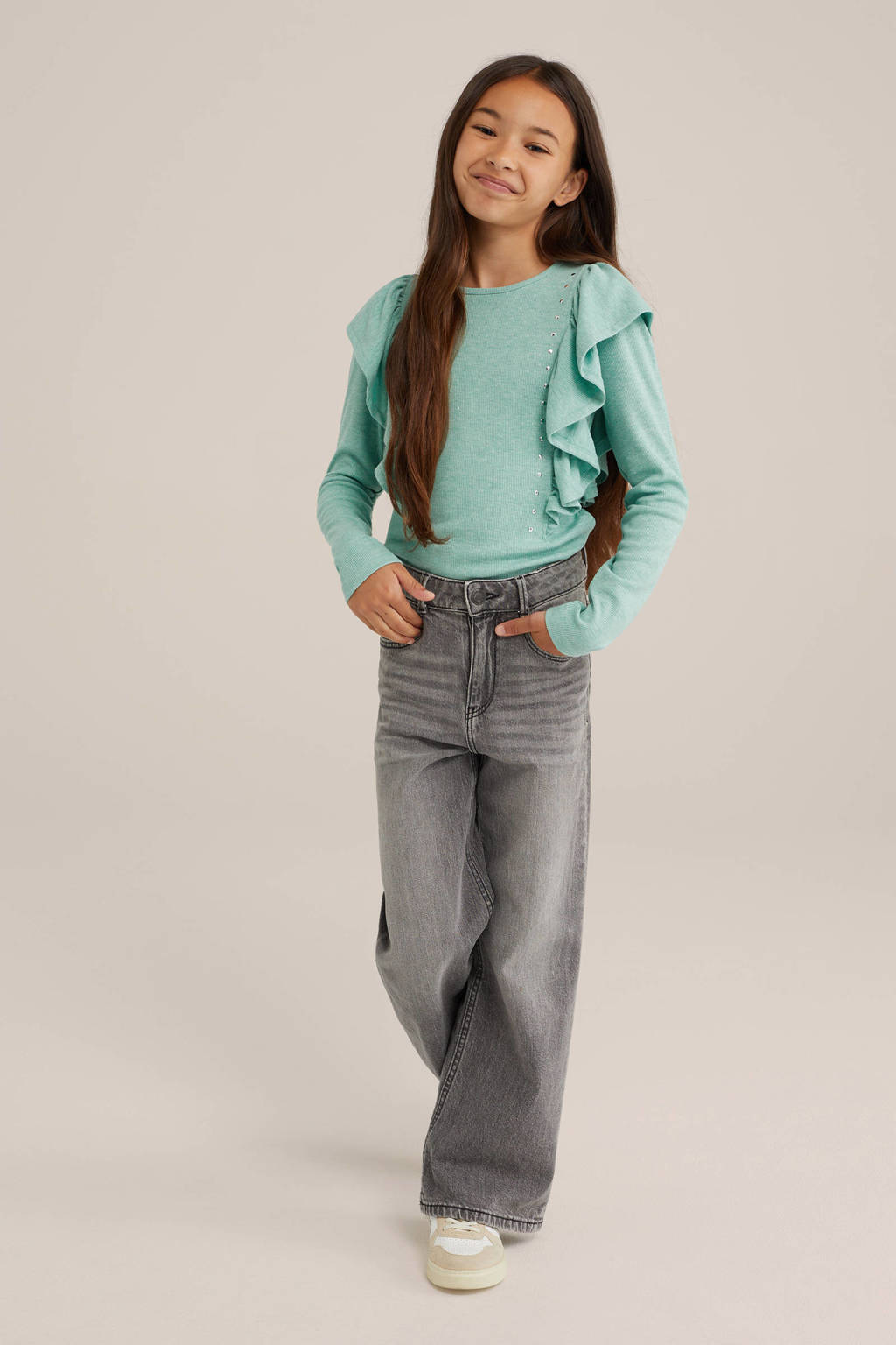 WE Fashion longsleeve mintgroen