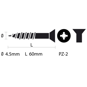 GAMMA schroef universeel platkop verzinkt 4.5x60 mm 100 stuks