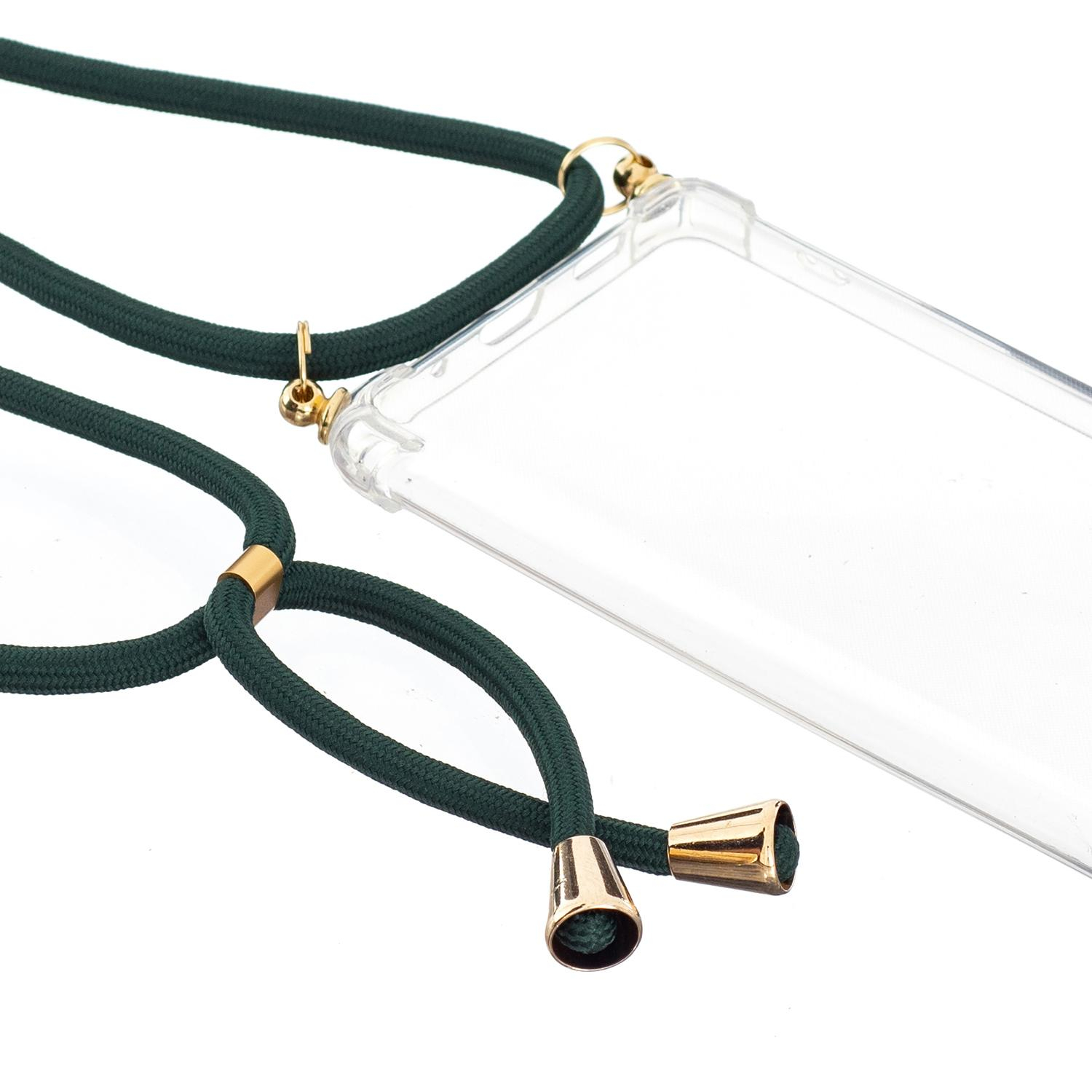 Samsung Galaxy S20 FE / S20 FE 5G Necklace Gummi Hülle Air Cushion Fallschutz   Handykette (150cm) - Grün / Gold