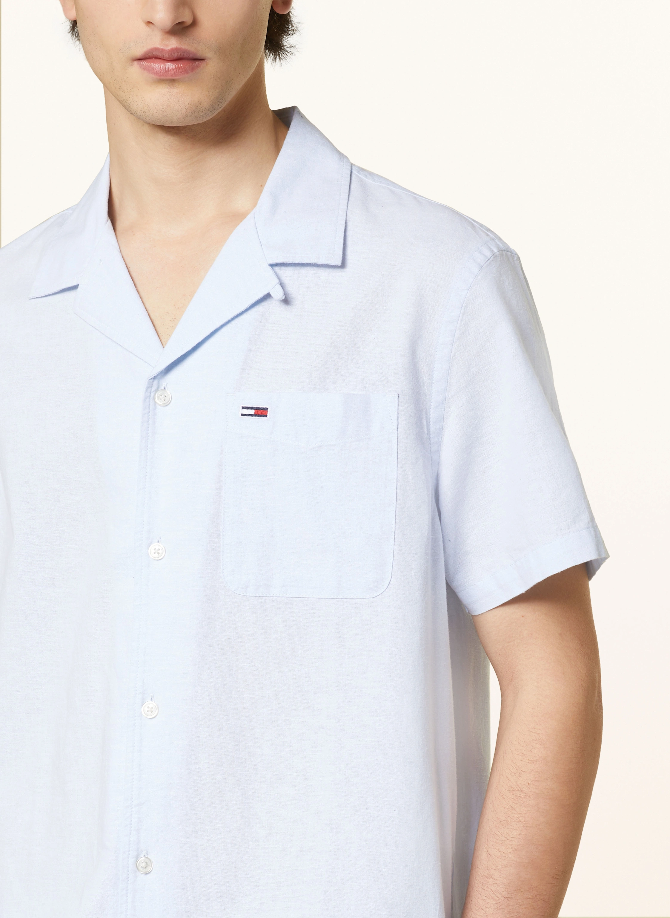 TOMMY JEANS Kurzarm-Hemd Regular Fit mit Leinen