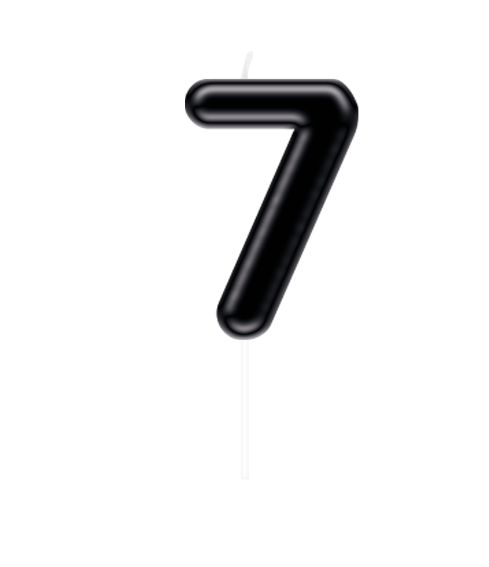 7 Jaar Kaars Zwart 10,5cm