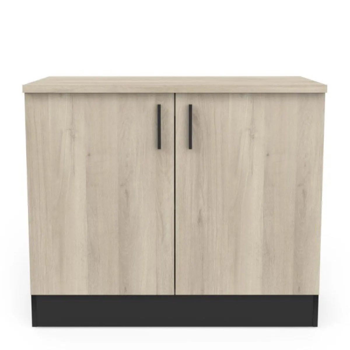 Dansmamaison ABINCI Meuble bas cuisine 2 portes noir/chêne