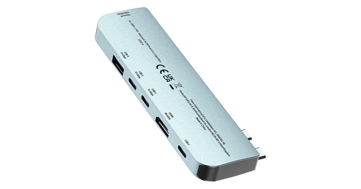 Sitecom6-in-2 MacBook Air Multiport Hub dockingstation  (Lichtblauw)