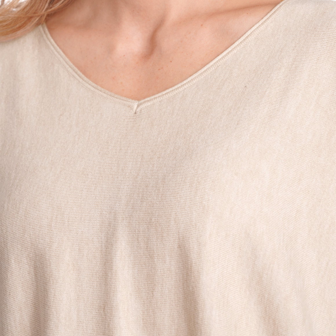 Gina Benotti Damen Strickpullover mit Fransen am Saum creme